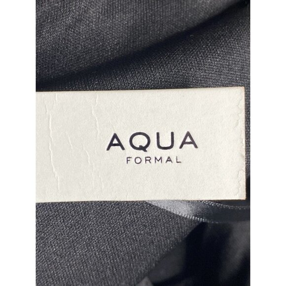 AQUA FORMAL Womens Black Stretch Zippered Halter Full-Length Formal Dress SZ 8 - Picture 7 of 11